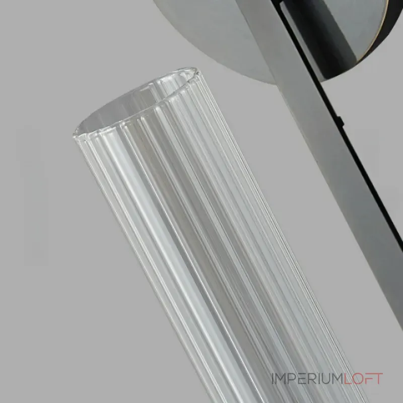 Бра в классическом стиле с цилиндрическим рассеивателем из рельефного стекла на черном кронштейне Beam Fix H56 от ImperiumLoft