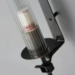 Бра в классическом стиле с цилиндрическим рассеивателем из рельефного стекла на черном кронштейне Beam Fix H56 от ImperiumLoft