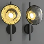 Серия настенных светодиодных светильников с шарообразными плафонами из выдувного стекла на вертикальных стойках с круглым креплением Whisper Wall Black от ImperiumLoft