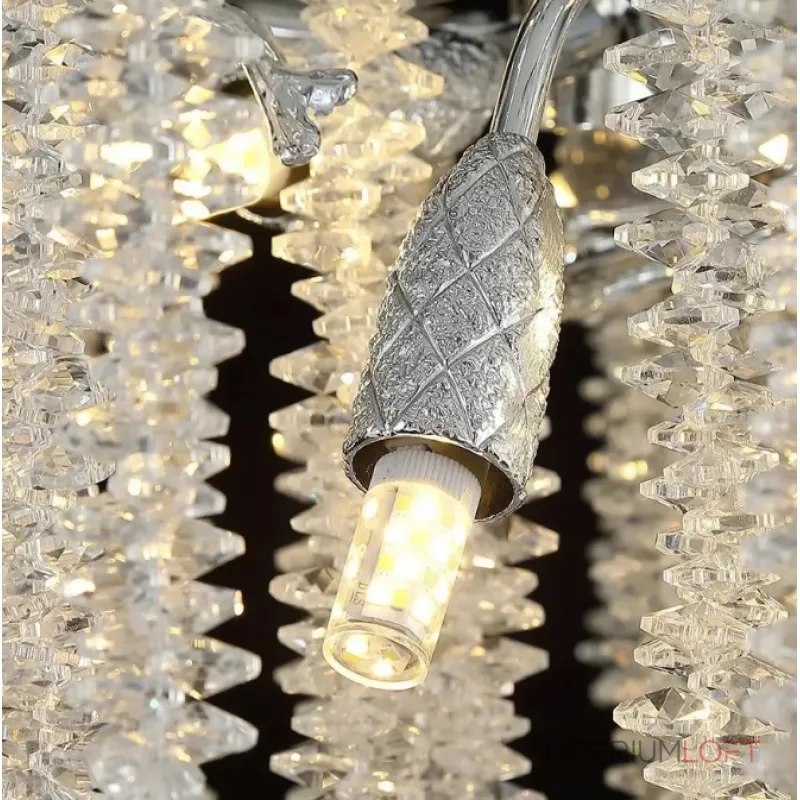 Торшер с подвесным декором из ниток хрусталя на ветвистом каркасе Snow Tree Chrome от ImperiumLoft