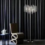 Торшер с подвесным декором из ниток хрусталя на ветвистом каркасе Snow Tree Chrome от ImperiumLoft