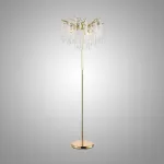 Торшер с подвесным декором из ниток хрусталя на ветвистом каркасе Snow Tree Gold от ImperiumLoft