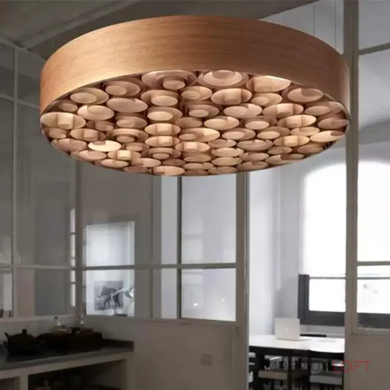 Подвесная люстра из шпона LOVOND ROUNDS D100