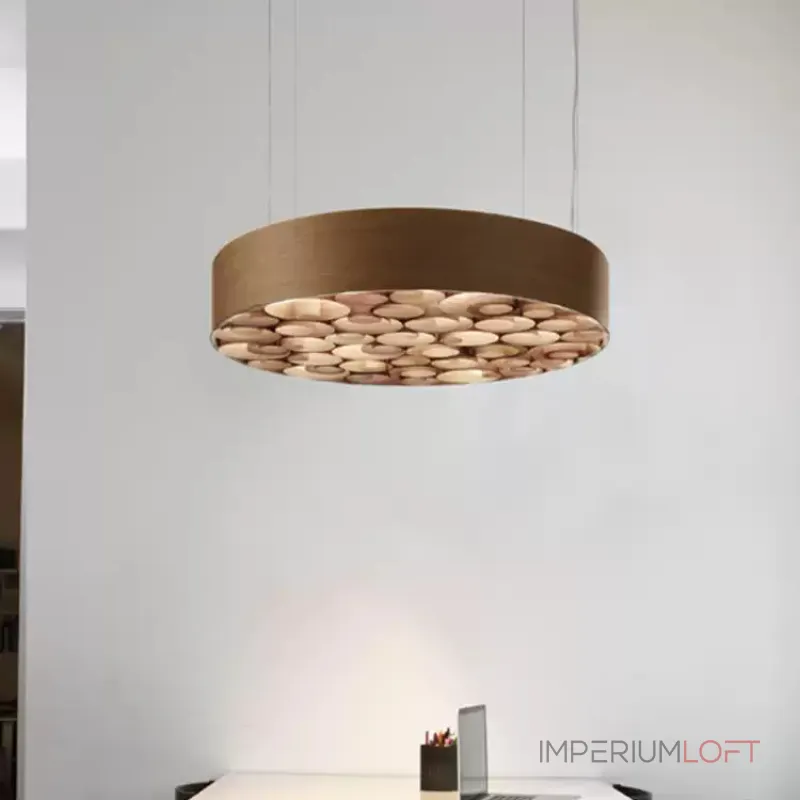 Подвесная люстра из шпона LOVOND ROUNDS D100