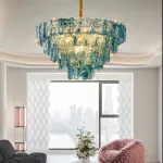 Подвесная люстра PETAL GLASS Blue D50 со стеклянными плафонами от Vinsa