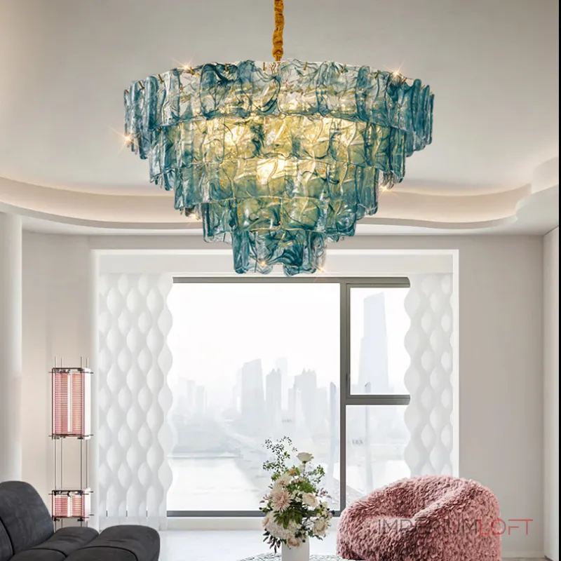 Подвесная люстра PETAL GLASS Blue D50 со стеклянными плафонами от Vinsa