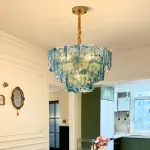 Подвесная люстра PETAL GLASS Blue D50 со стеклянными плафонами от Vinsa