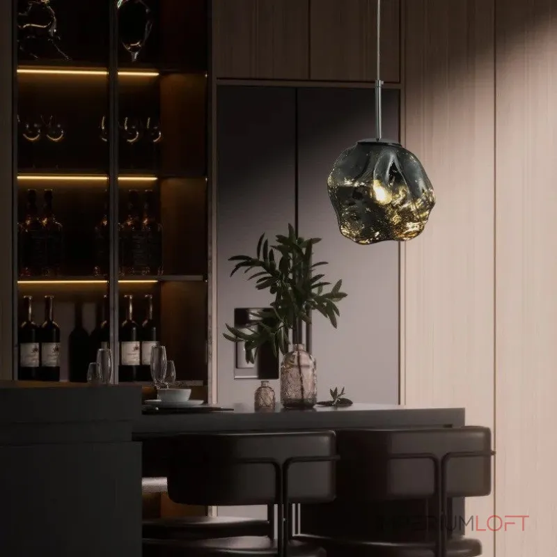 Подвесной светильник Ice Light D15 Black с природной фактурой от VINSA