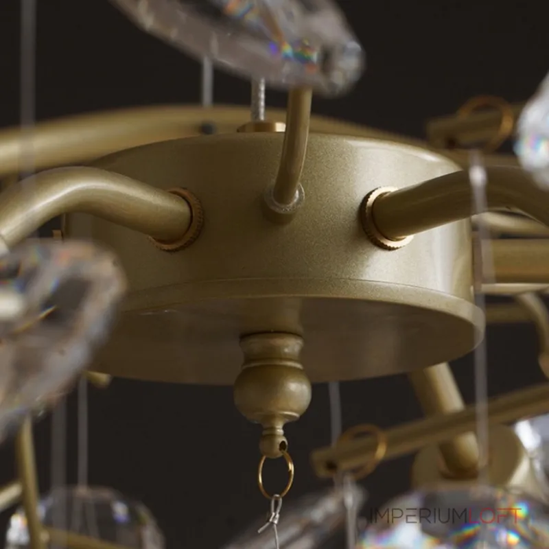 Подвесная люстра JASNA D80 с золотыми ветвями и стеклянными листьями от ImperiumLoft