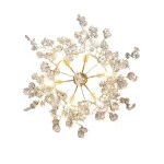 Подвесная люстра JASNA D80 с золотыми ветвями и стеклянными листьями от ImperiumLoft