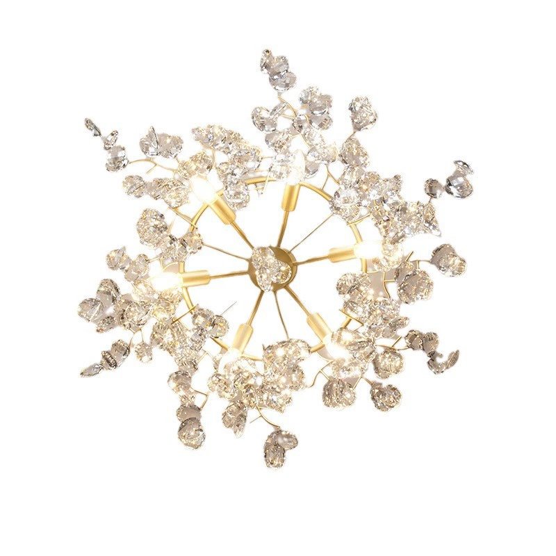 Подвесная люстра JASNA D80 с золотыми ветвями и стеклянными листьями от ImperiumLoft