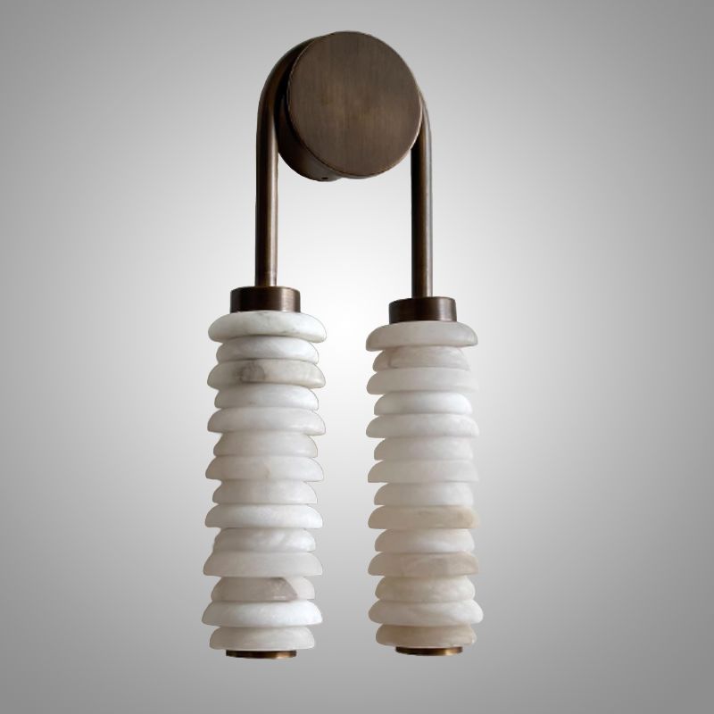 Настенный светильник Duo Glow ручной работы с мраморными плафонами от Vinsa Настенный светильник Duo Glow ручной работы с мраморными плафонами от Vinsa