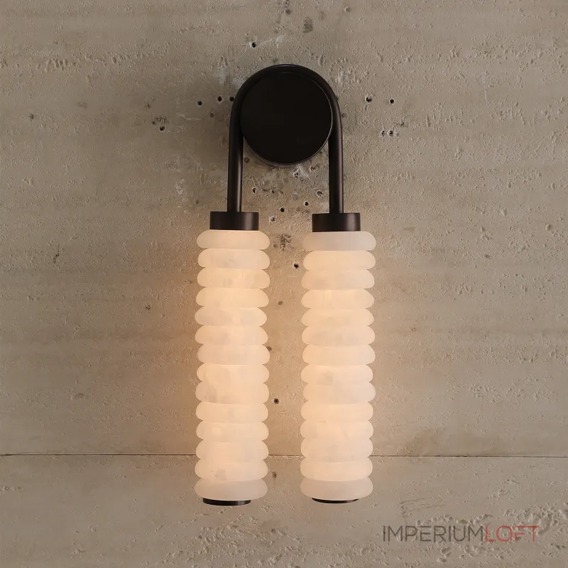 Настенный светильник Duo Glow ручной работы с мраморными плафонами от Vinsa Настенный светильник Duo Glow ручной работы с мраморными плафонами от Vinsa