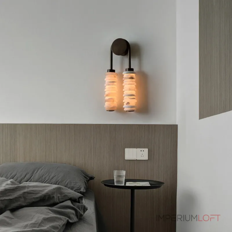 Настенный светильник Duo Glow ручной работы с мраморными плафонами от Vinsa Настенный светильник Duo Glow ручной работы с мраморными плафонами от Vinsa