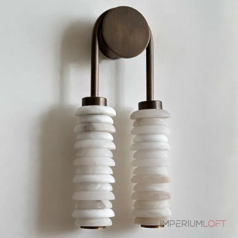 Настенный светильник Duo Glow ручной работы с мраморными плафонами от Vinsa Настенный светильник Duo Glow ручной работы с мраморными плафонами от Vinsa