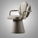 Интерьерное кресло Yulu Leaf C поворотное из кожи с оригинальной спинкой от LaLume