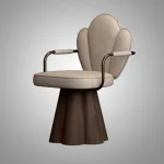 Интерьерное поворотное кресло Yulu Shell из кожи с оригинальной спинкой от LaLume