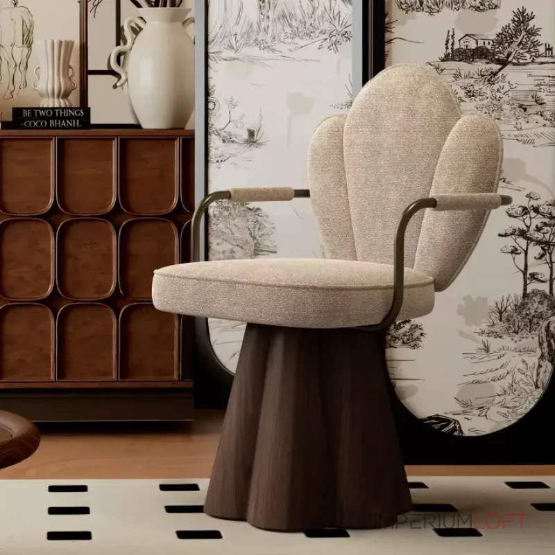 Интерьерное кресло Yulu Shell из вельвета с оригинальной спинкой от LaLume