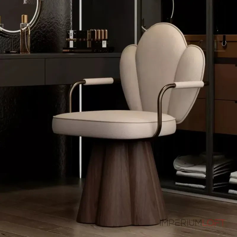 Интерьерное поворотное кресло Yulu Shell из кожи с оригинальной спинкой от LaLume