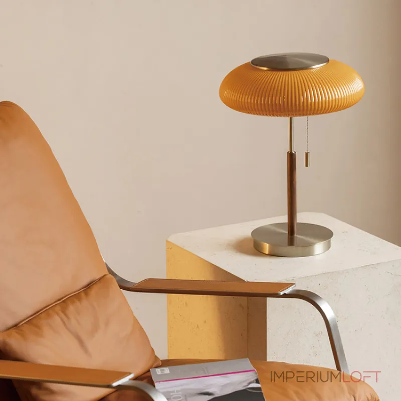 Настольная лампа Vintage Beam Orange с деревянной ножкой от Vinsa Настольная лампа Vintage Beam Orange с деревянной ножкой от Vinsa