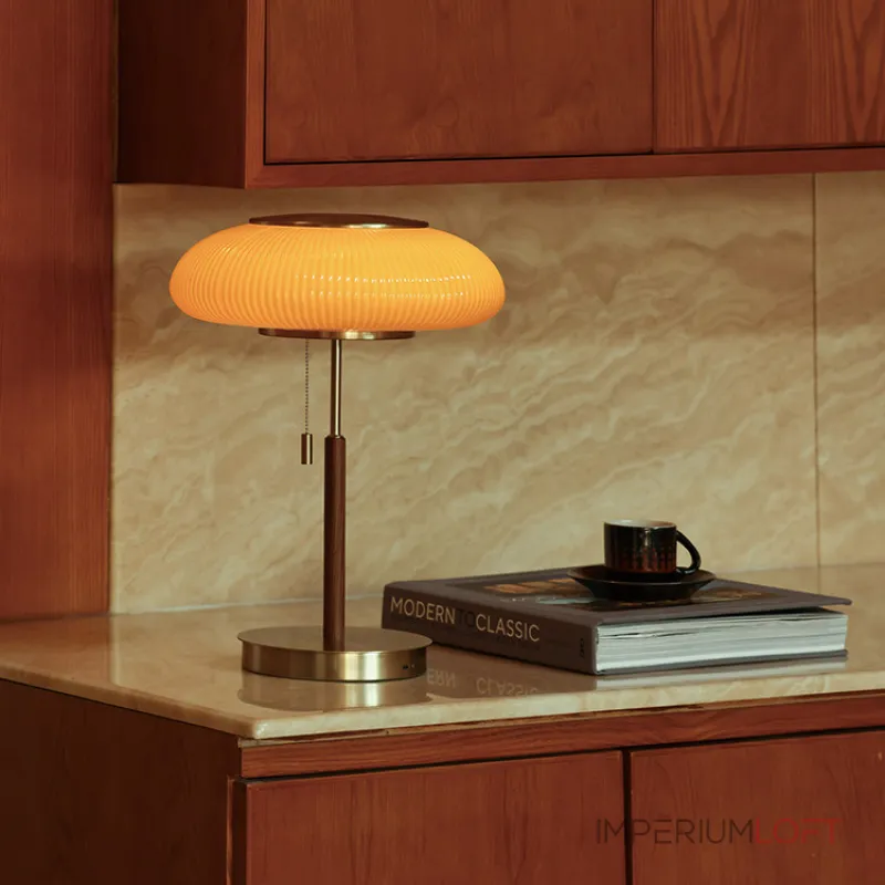 Настольная лампа Vintage Beam Orange с деревянной ножкой от Vinsa Настольная лампа Vintage Beam Orange с деревянной ножкой от Vinsa