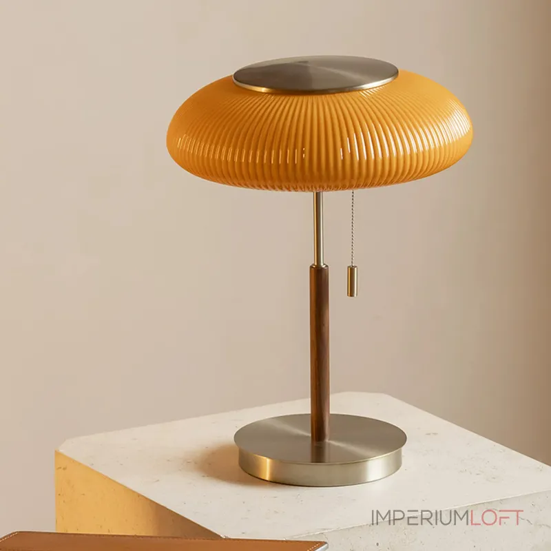 Настольная лампа Vintage Beam Orange с деревянной ножкой от Vinsa Настольная лампа Vintage Beam Orange с деревянной ножкой от Vinsa