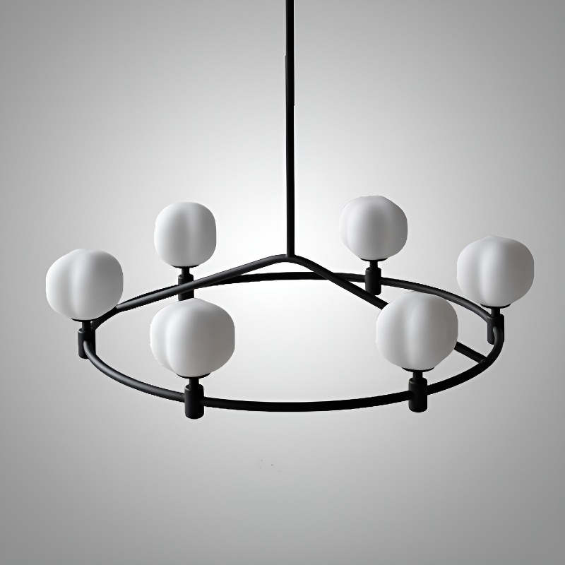 Люстра на штанге Ring Cotton Black со стеклянными плафонами от Vinsa Люстра на штанге Ring Cotton Black со стеклянными плафонами от Vinsa