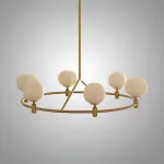 Люстра на штанге Ring Cotton GOLD со стеклянными плафонами от Vinsa