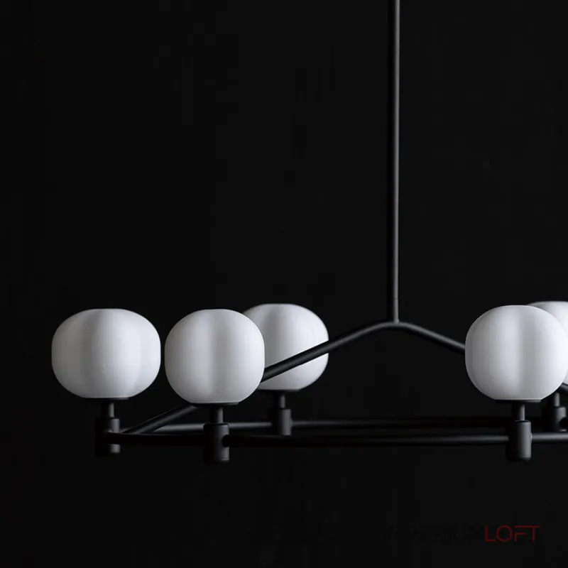 Люстра на штанге Ring Cotton Black со стеклянными плафонами от Vinsa Люстра на штанге Ring Cotton Black со стеклянными плафонами от Vinsa