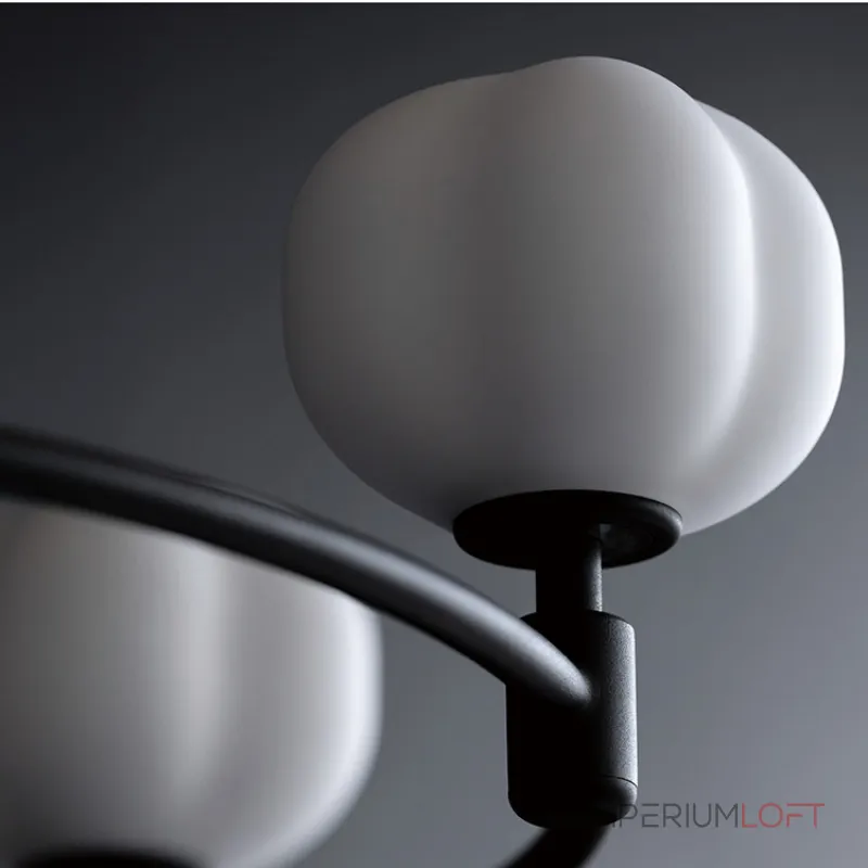 Люстра на штанге Ring Cotton Black со стеклянными плафонами от Vinsa Люстра на штанге Ring Cotton Black со стеклянными плафонами от Vinsa