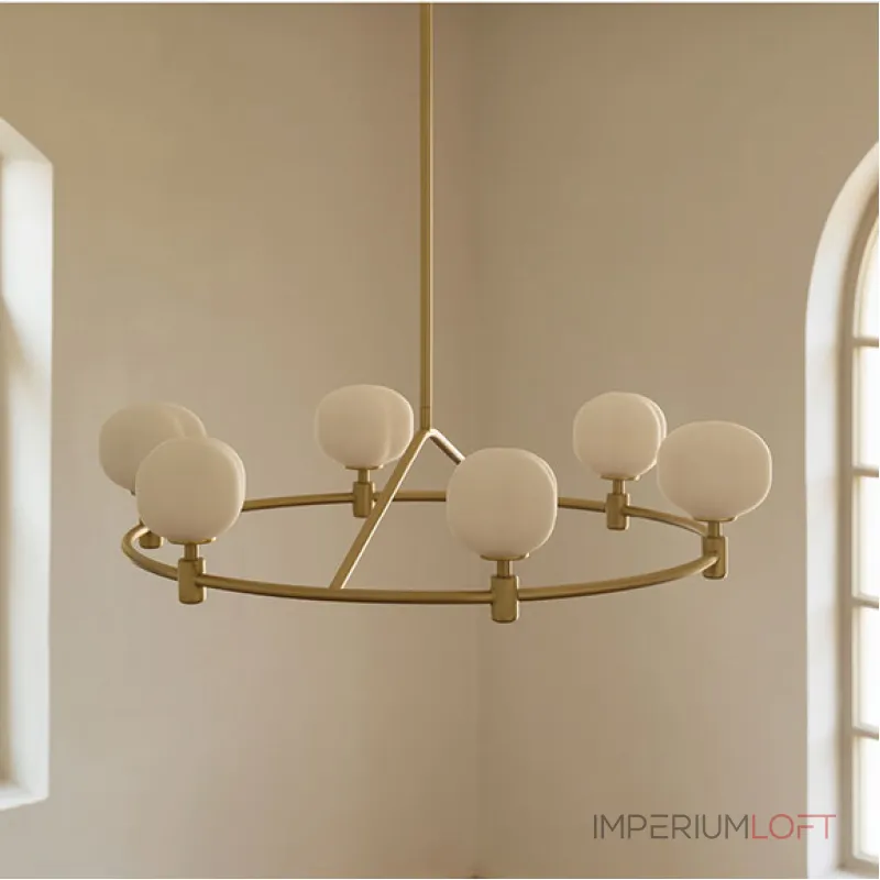 Люстра на штанге Ring Cotton GOLD со стеклянными плафонами от Vinsa