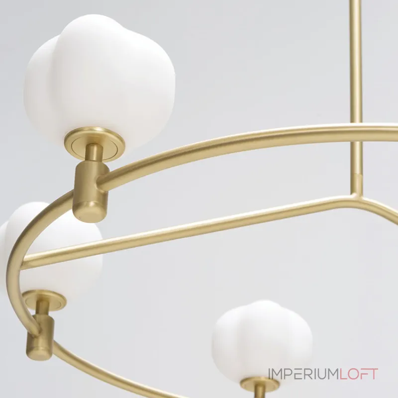 Люстра на штанге Ring Cotton GOLD со стеклянными плафонами от Vinsa