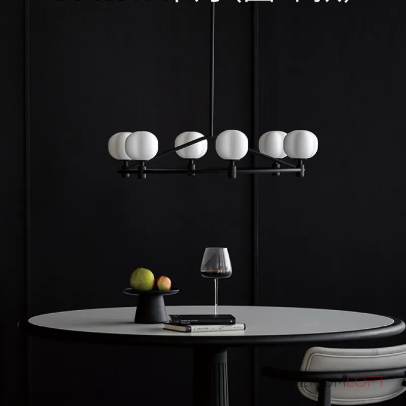 Люстра на штанге Ring Cotton Black со стеклянными плафонами от Vinsa Люстра на штанге Ring Cotton Black со стеклянными плафонами от Vinsa