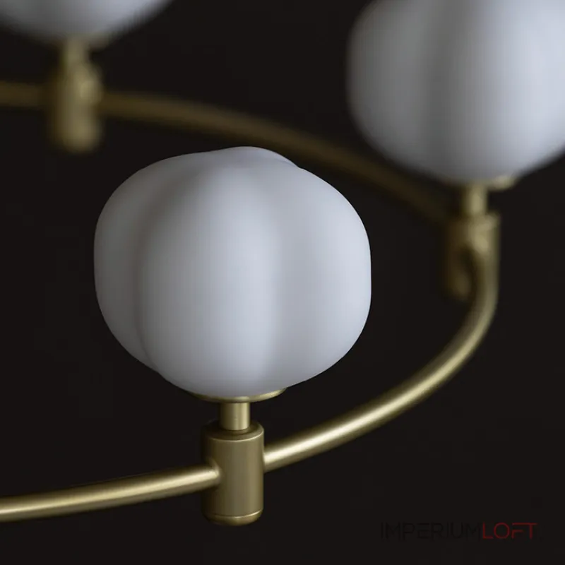 Люстра на штанге Ring Cotton GOLD со стеклянными плафонами от Vinsa