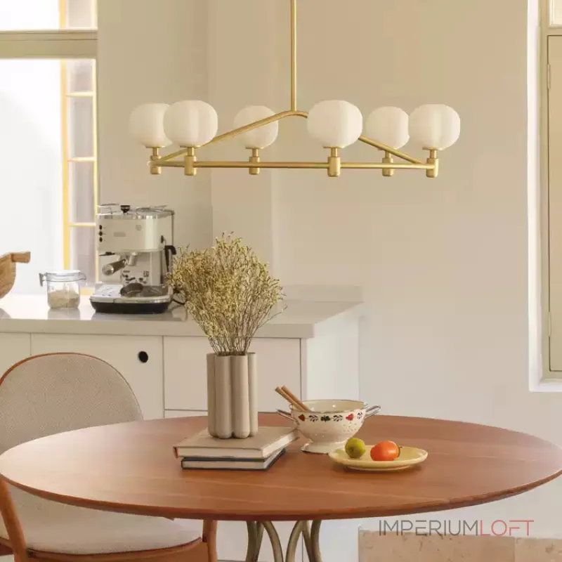 Люстра на штанге Ring Cotton GOLD со стеклянными плафонами от Vinsa