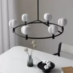 Люстра на штанге Ring Cotton Black со стеклянными плафонами от Vinsa