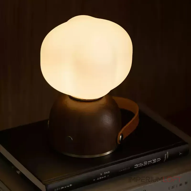 Портативная настольная лампа Mini Cotton Brown со стеклянным плафоном от Vinsa Портативная настольная лампа Mini Cotton Brown со стеклянным плафоном от Vinsa