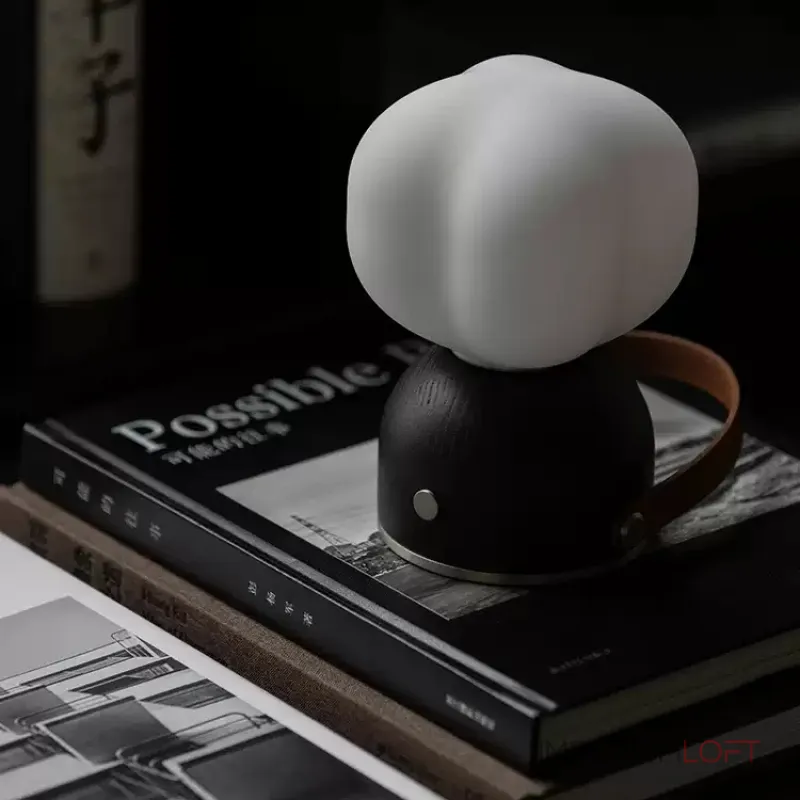 Портативная настольная лампа Mini Cotton Black со стеклянным плафоном от Vinsa