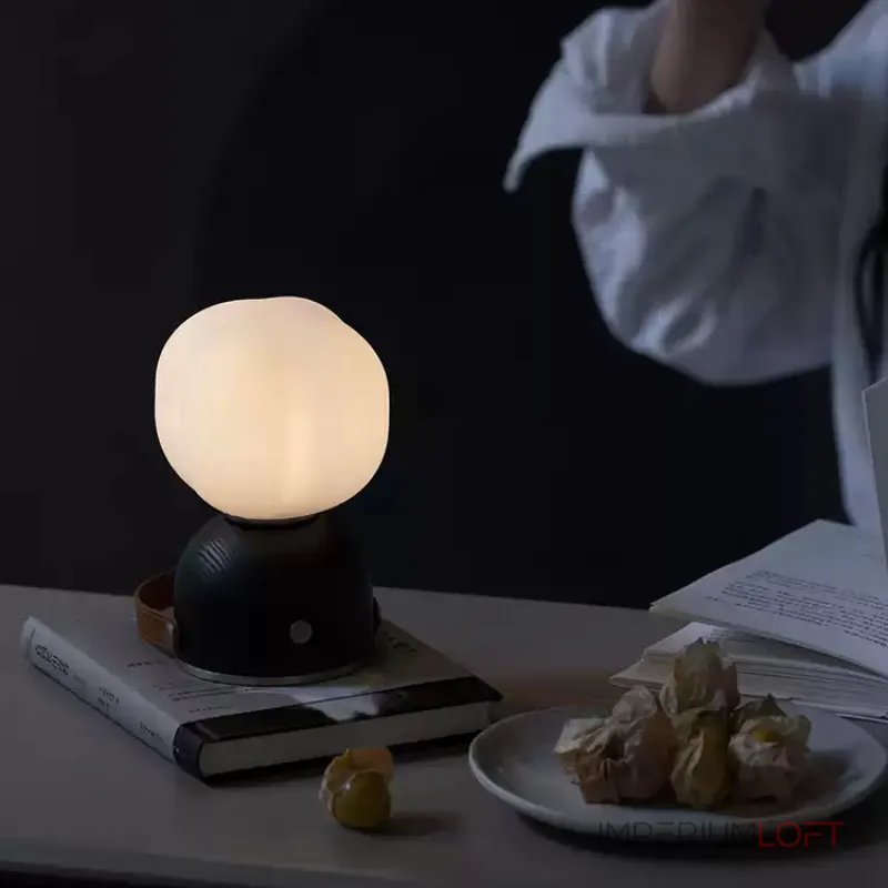 Портативная настольная лампа Mini Cotton Black со стеклянным плафоном от Vinsa