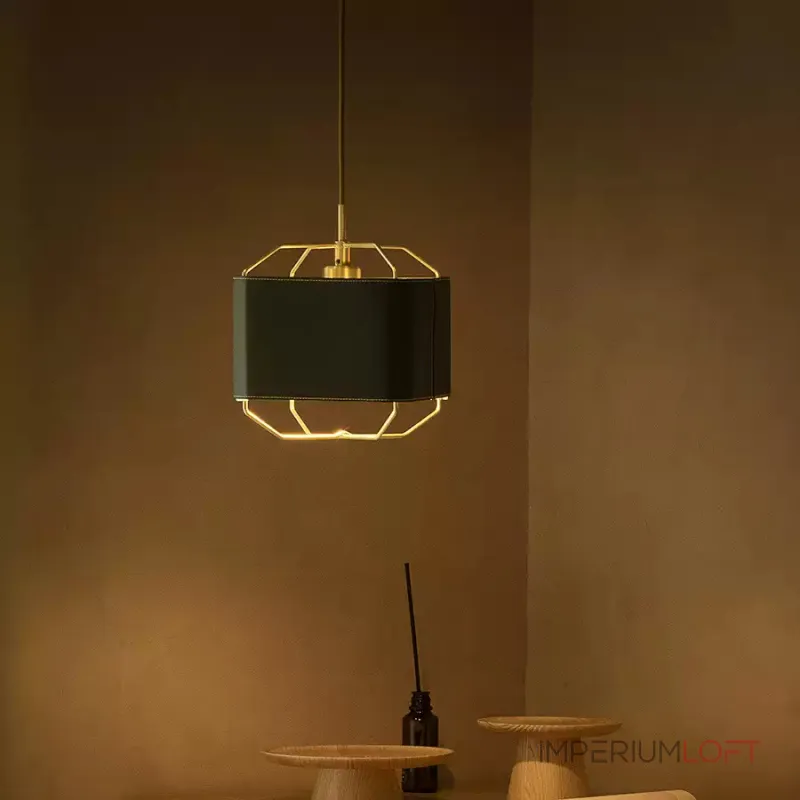 Подвесной светильник Ziilamp Skin Green с кожаным плафоном от Vinsa Подвесной светильник Ziilamp Skin Green с кожаным плафоном от Vinsa