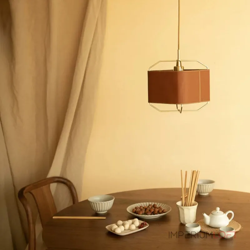 Подвесной светильник Ziilamp Skin Brown с кожаным плафоном от Vinsa