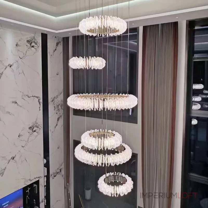 Подвесная люстра многоуровневая PETALS RING P6 с рассеивателем в форме цветочных лепестков от ImperiumLoft Подвесная люстра многоуровневая PETALS RING P6 с рассеивателем в форме цветочных лепестков от ImperiumLoft