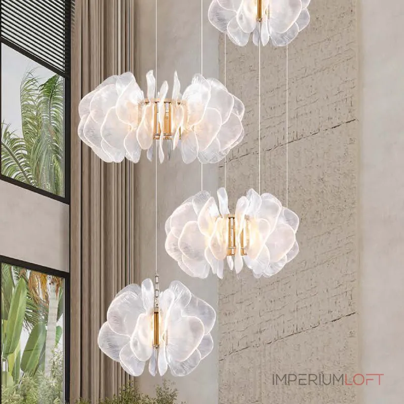 Подвесная люстра многоуровневая PETALS P4 с рассеивателем в форме цветочных лепестков от ImperiumLoft Подвесная люстра многоуровневая PETALS P4 с рассеивателем в форме цветочных лепестков от ImperiumLoft
