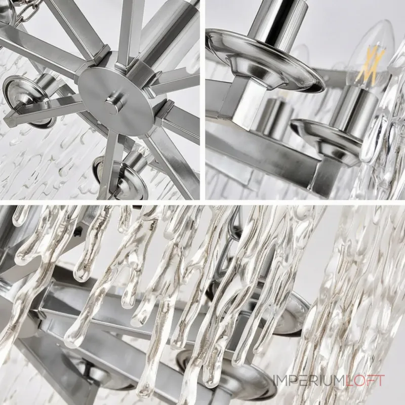 Подвесная люстра SPRING D50 Chrome со стеклянным фактурным плафоном от ImperiumLoft