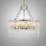 Подвесная люстра SPRING D50 Chrome со стеклянным фактурным плафоном от ImperiumLoft