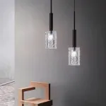 Подвесной светильник VALDIS P1 Black с фактурным стеклянным плафоном от ImperiumLoft