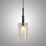 Подвесной светильник VALDIS P1 Black с фактурным стеклянным плафоном от ImperiumLoft