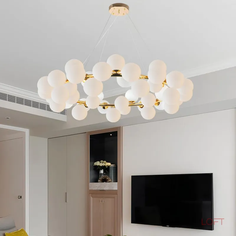 Подвесная люстра Milk Bubble Round Chandelier D100 от ImperiumLoft Подвесная люстра Milk Bubble Round Chandelier D100 от ImperiumLoft