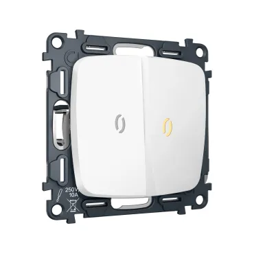 Комплект механизма 2-кл выключателя с самовозвратом с подсветкой 3200K Ambrella Volt OMEGA MO124050 Комплект механизма 2-кл выключателя с самовозвратом с подсветкой 3200K Ambrella Volt OMEGA MO124050