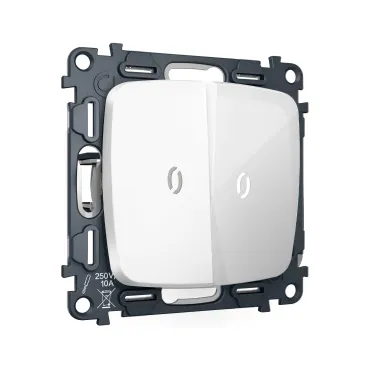 Комплект механизма 2-кл выключателя с самовозвратом с подсветкой 5600K Ambrella Volt OMEGA MO104055